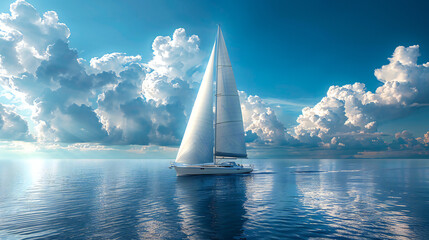 Sailboat on Open Ocean - Powered by Adobe
