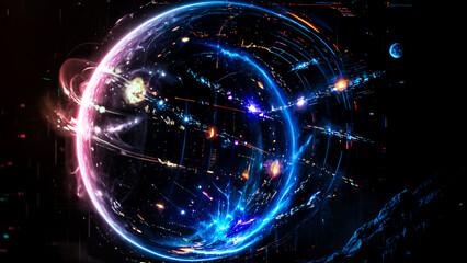 Obraz premium blue glowing sphere