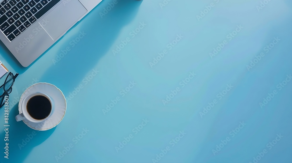 Leinwandbilder minimal work space creative flat lay photo of workspace desk top view office desk with laptop notebo