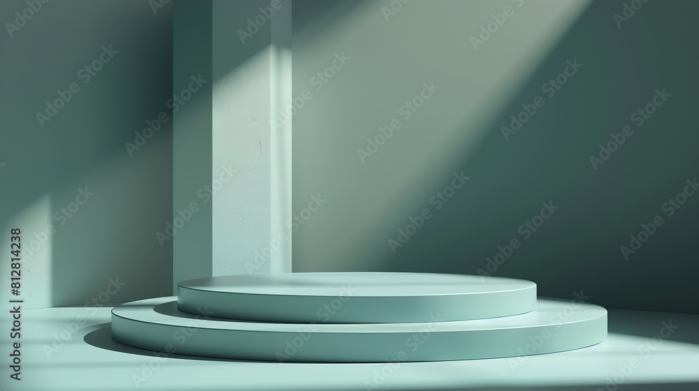 Poster Podium 3D background to demonstrate the product with abstract shadows High quality photo : Generative AI