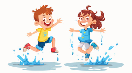Children jump in puddles the bad kids behavior cart