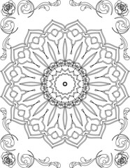 Printable Mandala Coloring Page for Adults. Educational Resources for School for Kids. Adults Coloring Book. Mandala Coloring Activity Worksheet.