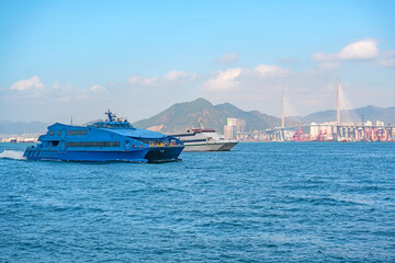 Water jet speed boat provides services between Hong Kong Hong Kong located.