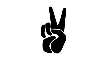 peace hand , V salute, black isolated silhouette