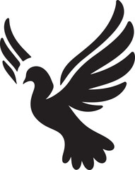 Flying Dove silhouette Pigeon black icon on white background