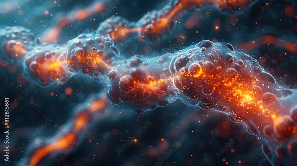 Aufkleber Microscopic of Cosmic Cellular Structures Intricate Patterns in a Scientific Symphony of Color and Light