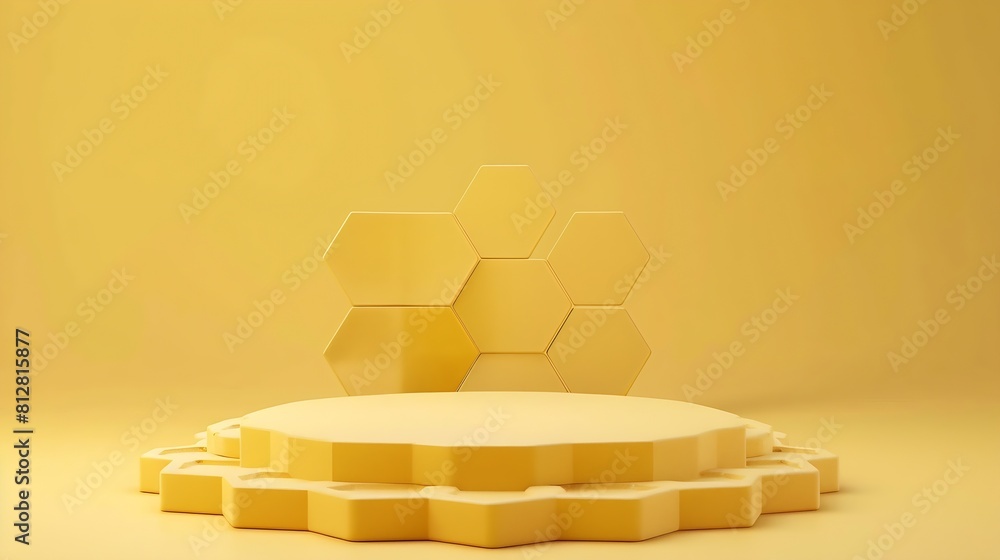 Poster honeycomb background product podium display 3d stand of natural honey bee pedestal template mockup :