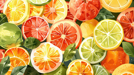 Watercolor Composition Showcasing the Lively Essence of Oranges