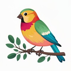 A brightly colored bird sitting on a branch with colorful bird, generative ai