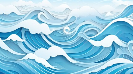 wavy background with paper cut style