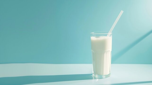 World Milk Day Glass of milk with a straw against blue background Seamless pattern Sample Package Layout : Generative AI - Powered by Adobe