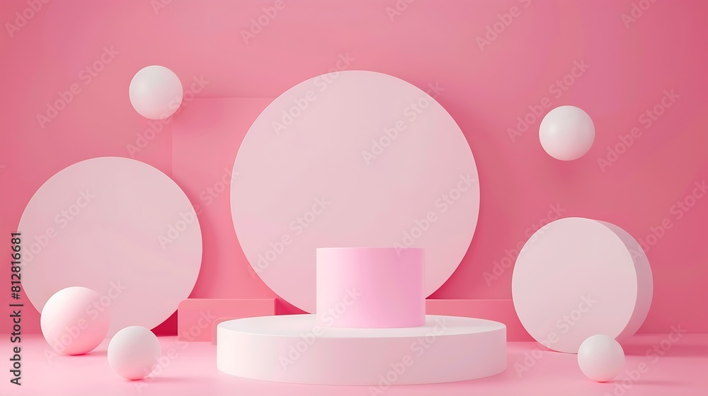 Poster minimal background mock up with podium for product displayabstract white geometry shape background m