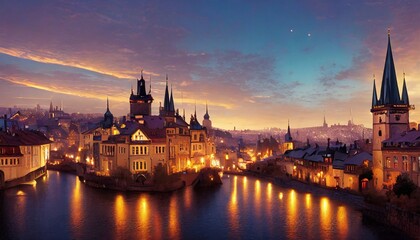Obraz premium old town square at night