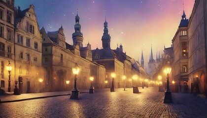 old town square at night