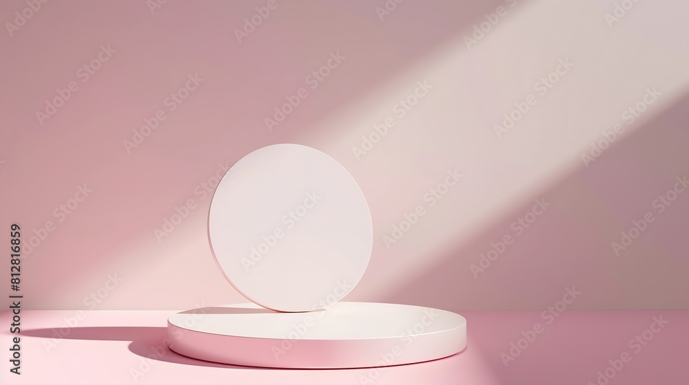 Poster abstract empty white podium on pastel background with shadow mock up stand for product presentation 