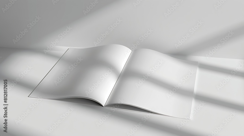 Poster Mockup of horizontal landscape for business isolated on gray backgroundThe template of the first booklet is open on a Uturn the second is closed shows the backEmpty bifold with realist : Generative AI
