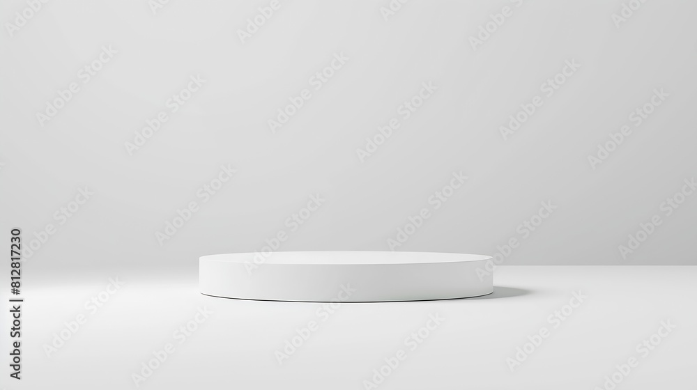 Aufkleber White podium mockup cylinder shape isolated on white background Pedestal stage or platform for product presentation with empty space for display photo template : Generative AI