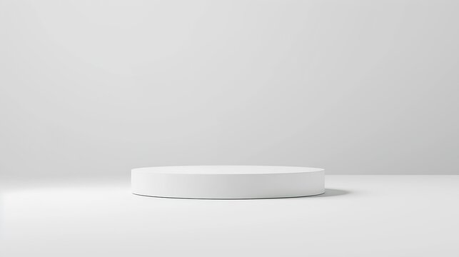 White podium mockup cylinder shape isolated on white background Pedestal stage or platform for product presentation with empty space for display photo template : Generative AI
