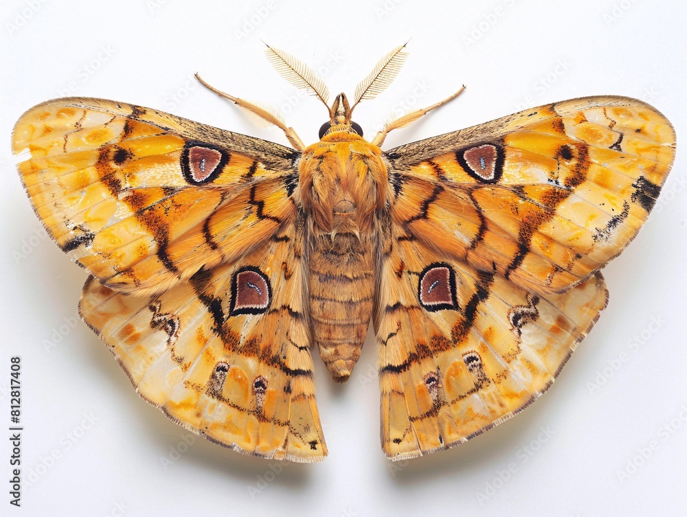 Poster striking close-up of a moth with wings open, high resolution for print or web use