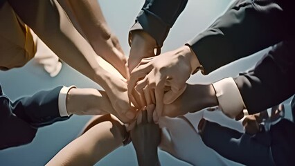 Group of People Putting Hands Together in a Circle Generative AI