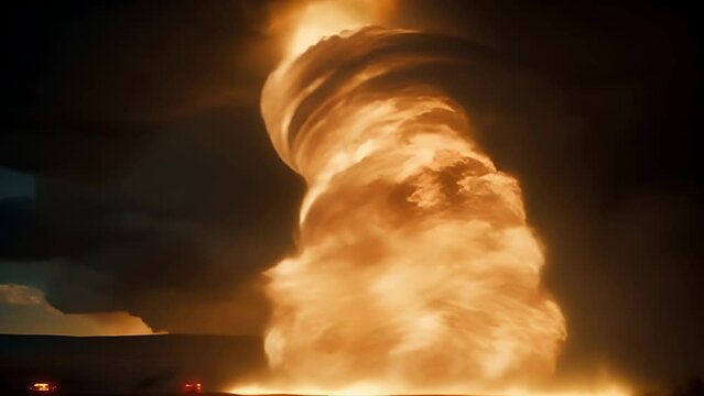 A glowing tornado in the sky