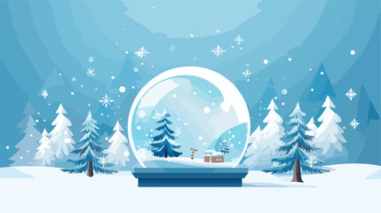 Christmas winter banner with the snow globe and hap