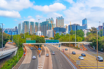 Elevated expressway. The curve of suspension bridge, scenic road.