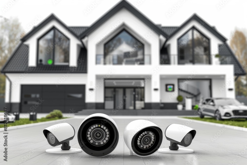 Aufkleber security presence in surveillance systems enhanced by cctv and electronic control, utilizing synchro