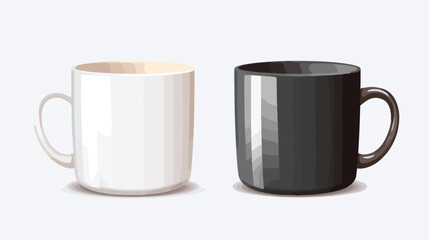 Classic ceramic tea mug set - white and black reali