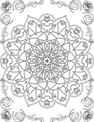 Printable Mandala Coloring Page for Adults. Educational Resources for School for Kids. Adults Coloring Book. Mandala Coloring Activity Worksheet.