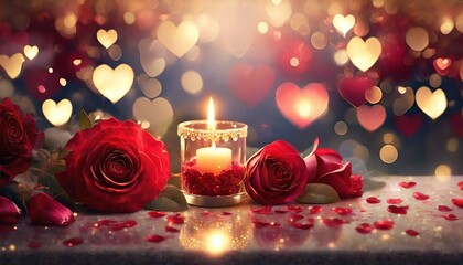 red rose and candles