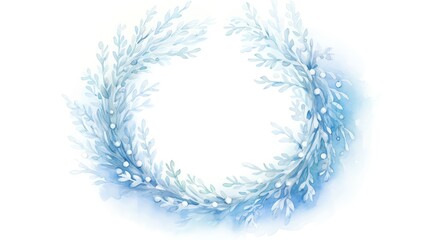 Obraz premium winter wreath, frosted branches. cartoon drawing, water color style,