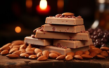 chocolate bar pieces with berries and nuts