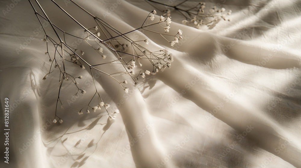 Aufkleber aesthetic natural minimalistic background elegant sunlight floral shadows on a neutral beige linen t