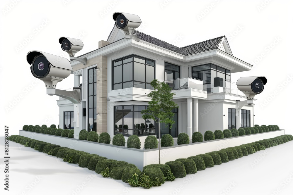 Poster cctv surveillance enhances security systems, utilizing electronic control and synchronization of dev