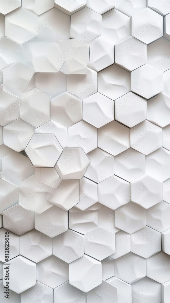 Poster clean white background adorned with an elegant hexagon pattern. minimalist design concept.