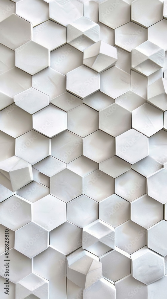 Poster hexagonal grid pattern on a pristine white backdrop. geometric symmetry concept.