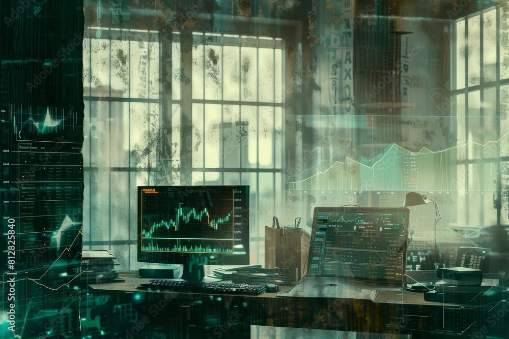 Poster real-time stock price chart displayed on a computer monitor, providing valuable financial insights. 