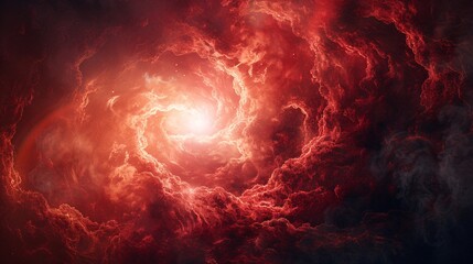 Obraz premium Vivid Cosmic Nebula with Red Glow, Abstract Art Background for Creative Projects