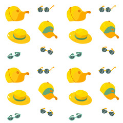 Beach hats and sunglasses pattern