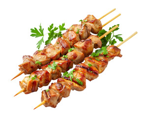 Pork skewers, on transparent background