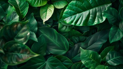 Fototapeta premium Creative layout made of green leaves Flat lay Nature spring concept : Generative AI