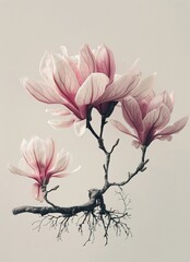 Elegant Flower Arrangement: Stylish Pink Peonies on a Branch