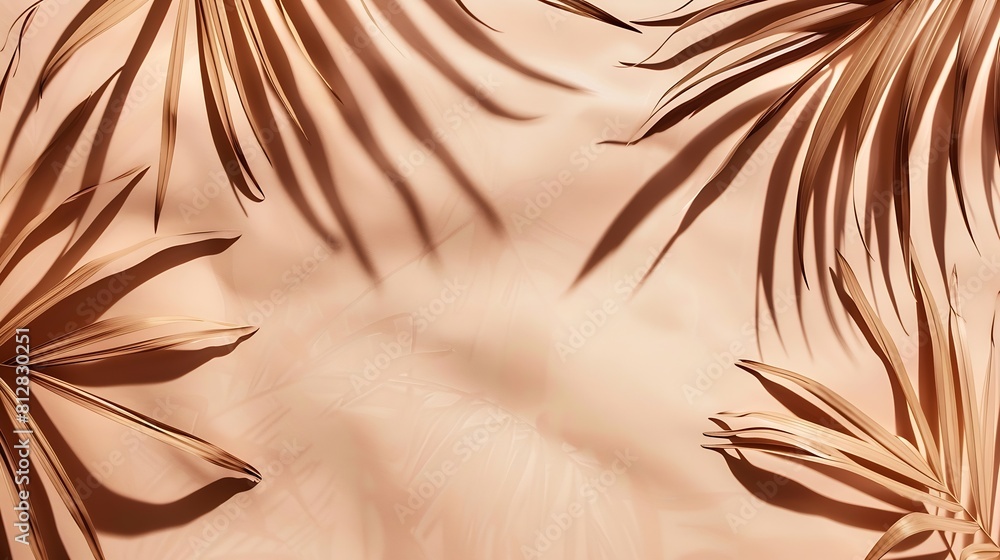 Aufkleber warm brown and beige summer color background with tropical palm shadow two trend pastel paper and ex