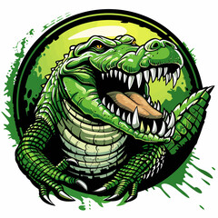 Graphics of angry Crocodile in sports graphic logo