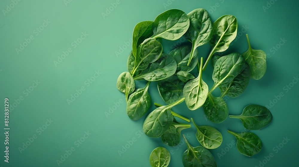 Aufkleber creative layout made of spinach flat lay food concept macro concept : generative ai