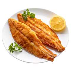 Fried fish fillet isolated on white background