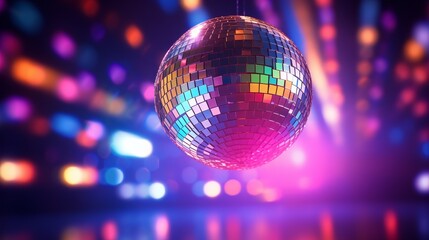 Obraz premium Large colorful multi-colored disco ball close-up on a bright background 