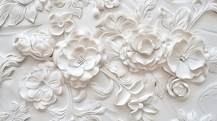 Plaster background floral pattern : Generative AI