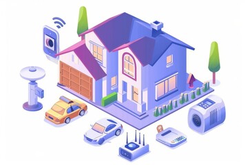 Efficient smart home security system includes ctv surveillance with reliable modern sensors, shatter-proof cameras, safeguard locks, and security illustrations.